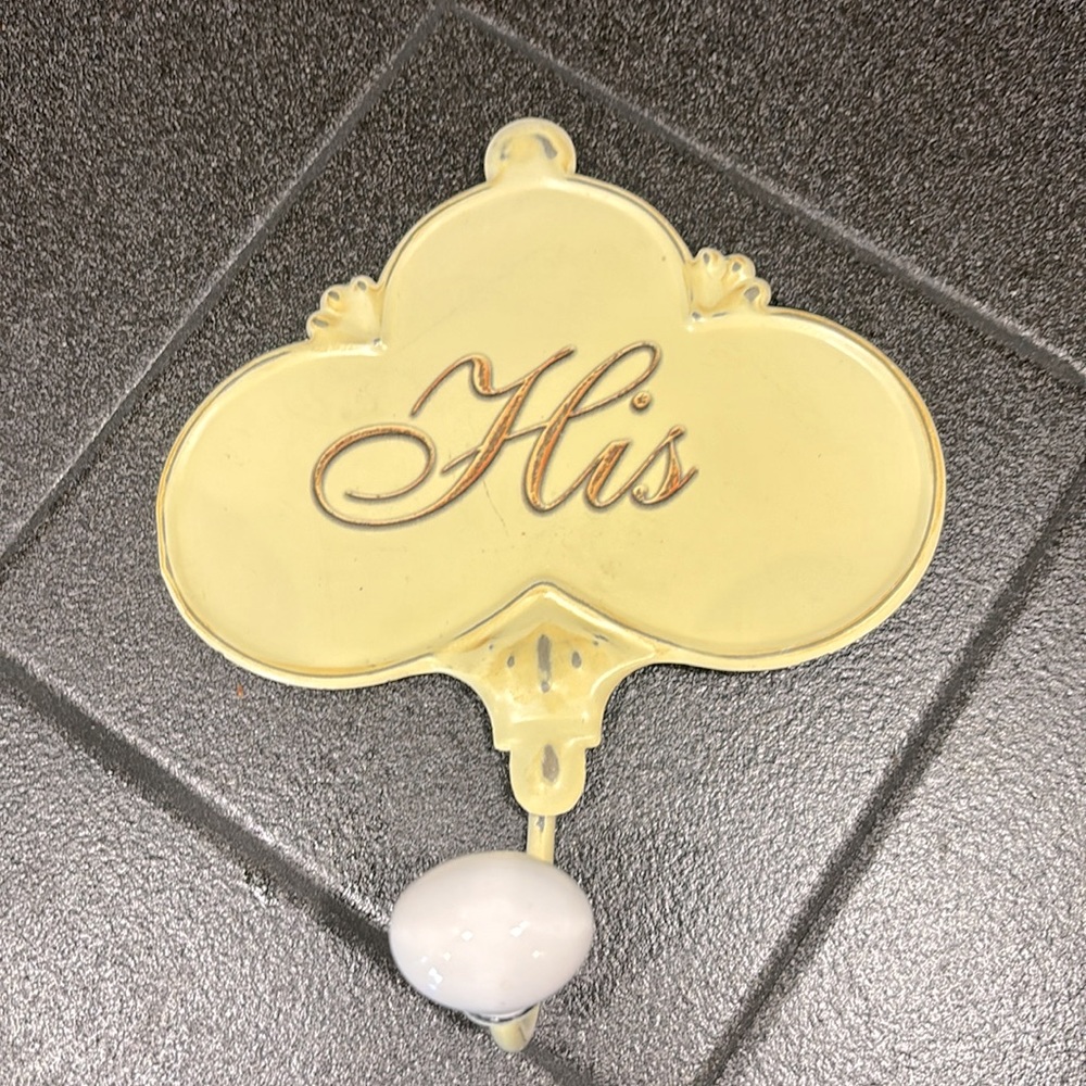 His & Hers Towel/ Robe Hooks Metal and porcelain - Picture 3 of 6